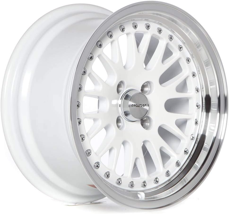 Circuit Performance CP21 15×8 Gloss White Wheel 4×100 [+25mm] compatible with Honda Civic EK EG, Acura Integra, BMW E30, Mazda Miata