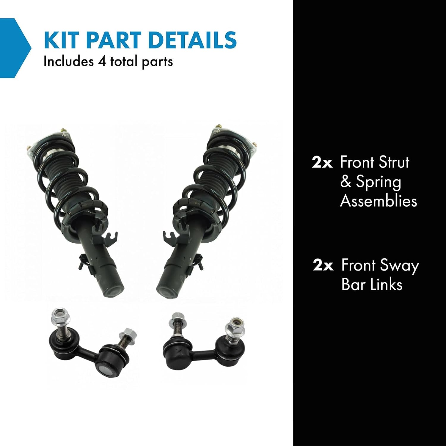 TRQ Front Suspension Kit Complete Strut & Coil Spring Assembly Sway Bar Stabilizer Link Compatible with 2011-2012 INFINITI G25 2007-2008 G35 2009-2013 G37 2015 Q40
