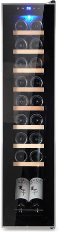 Garvee 18 Bottle Wine Cooler, Freestanding Compressor Wine & Beverage Refrigerator with Premium Wooden Shelves, Digital Temp Control, Quiet Low Noise Operation for Red Wine, White Wine, Champagne
