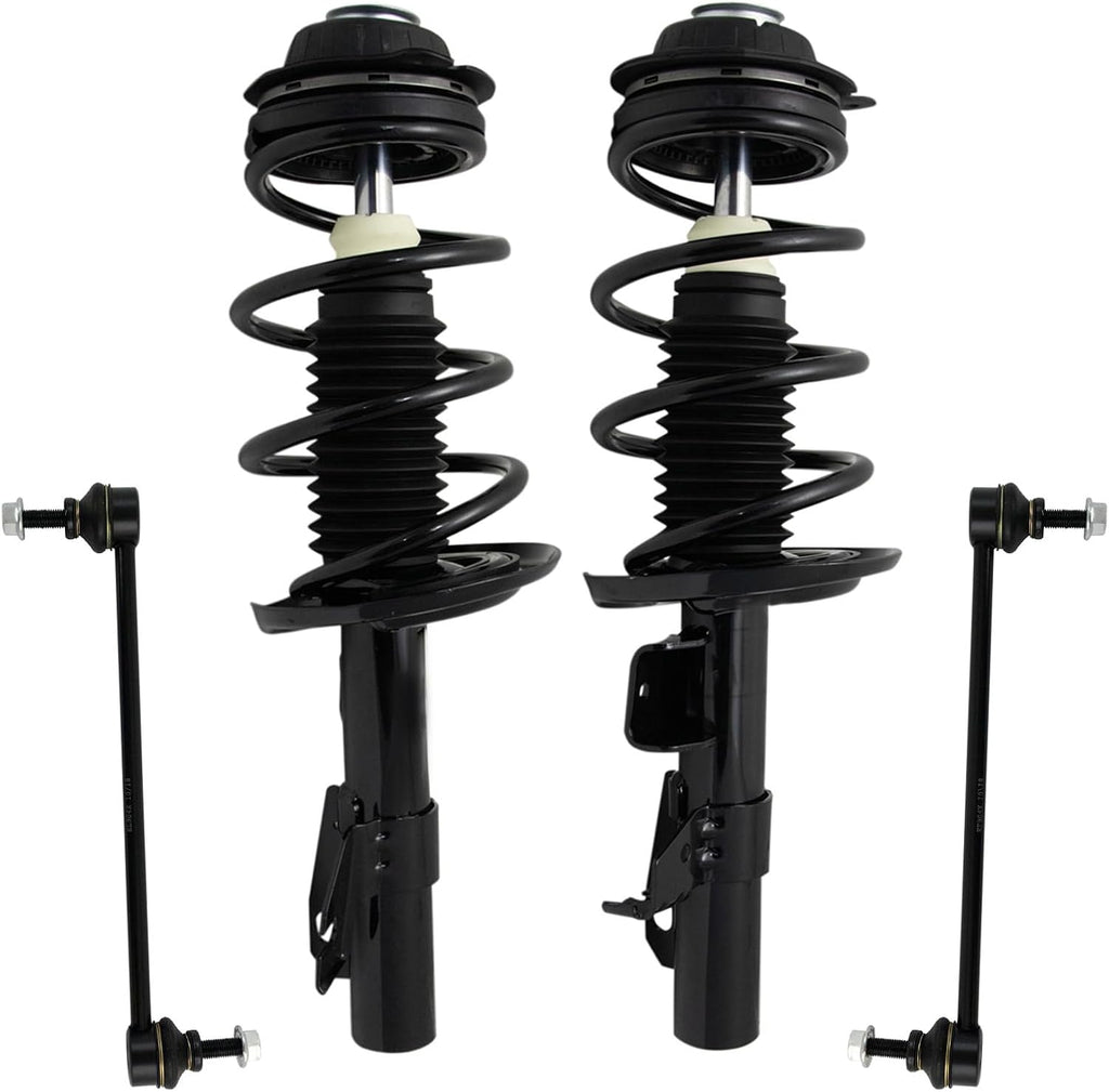 TRQ Front Suspension Kit Complete Strut & Coil Spring Assembly Sway Bar Stabilizer Link Compatible with 2013-2016 Dodge Dart