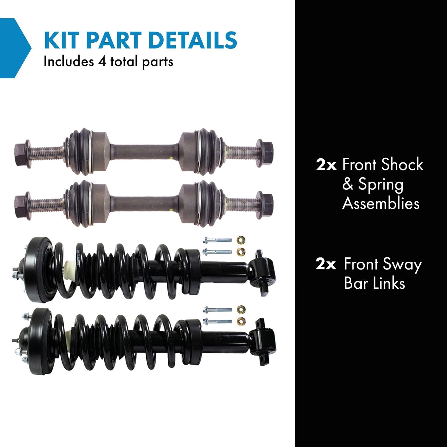 TRQ Front Suspension Kit Shock & Spring Strut Assembly Sway Bar Stabilizer Link Compatible with 2015-2020 Ford F-150
