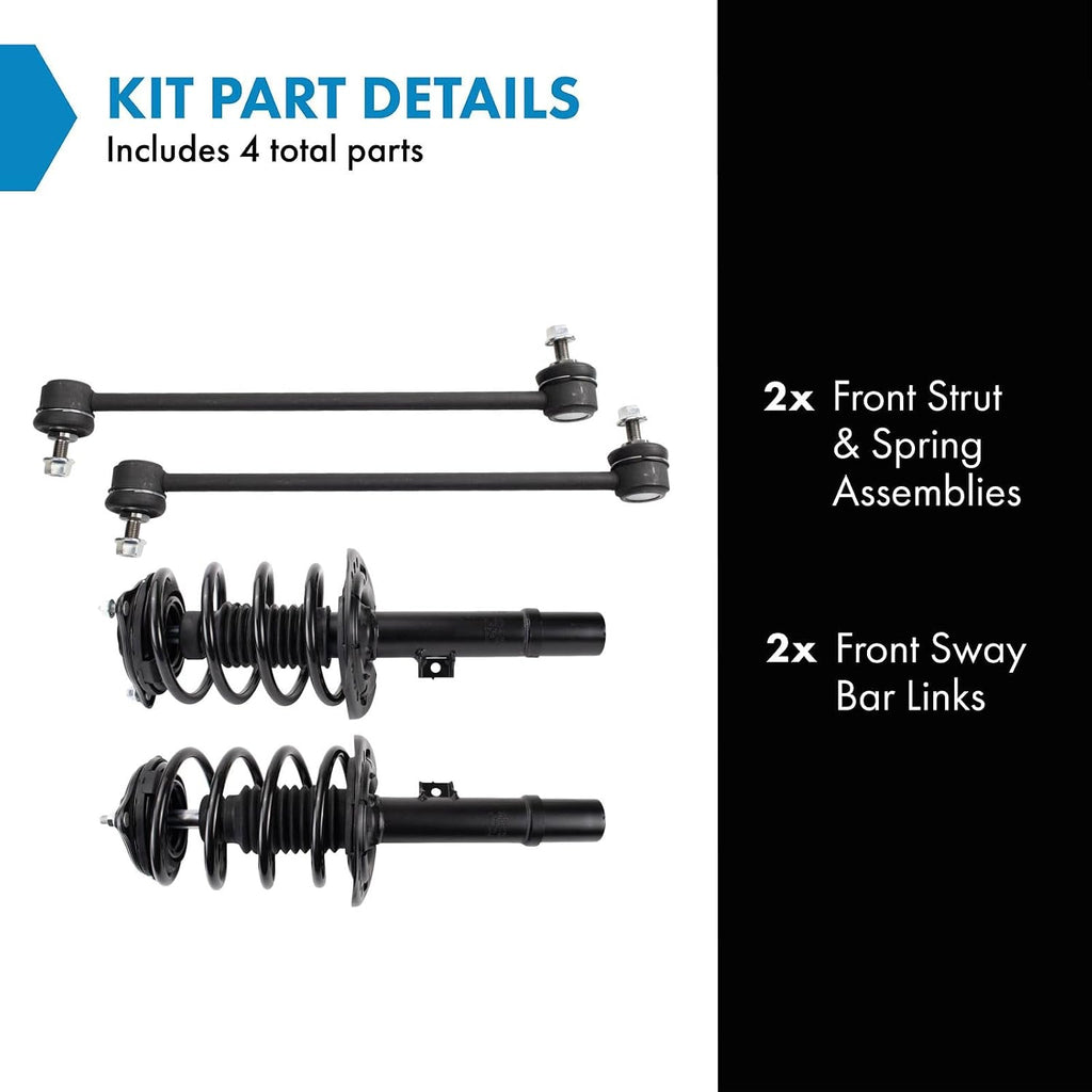 TRQ Front Suspension Kit Complete Strut & Coil Spring Assembly Sway Bar Stabilizer Link for 2016-2021 Honda Civic 2019-2022 Insight