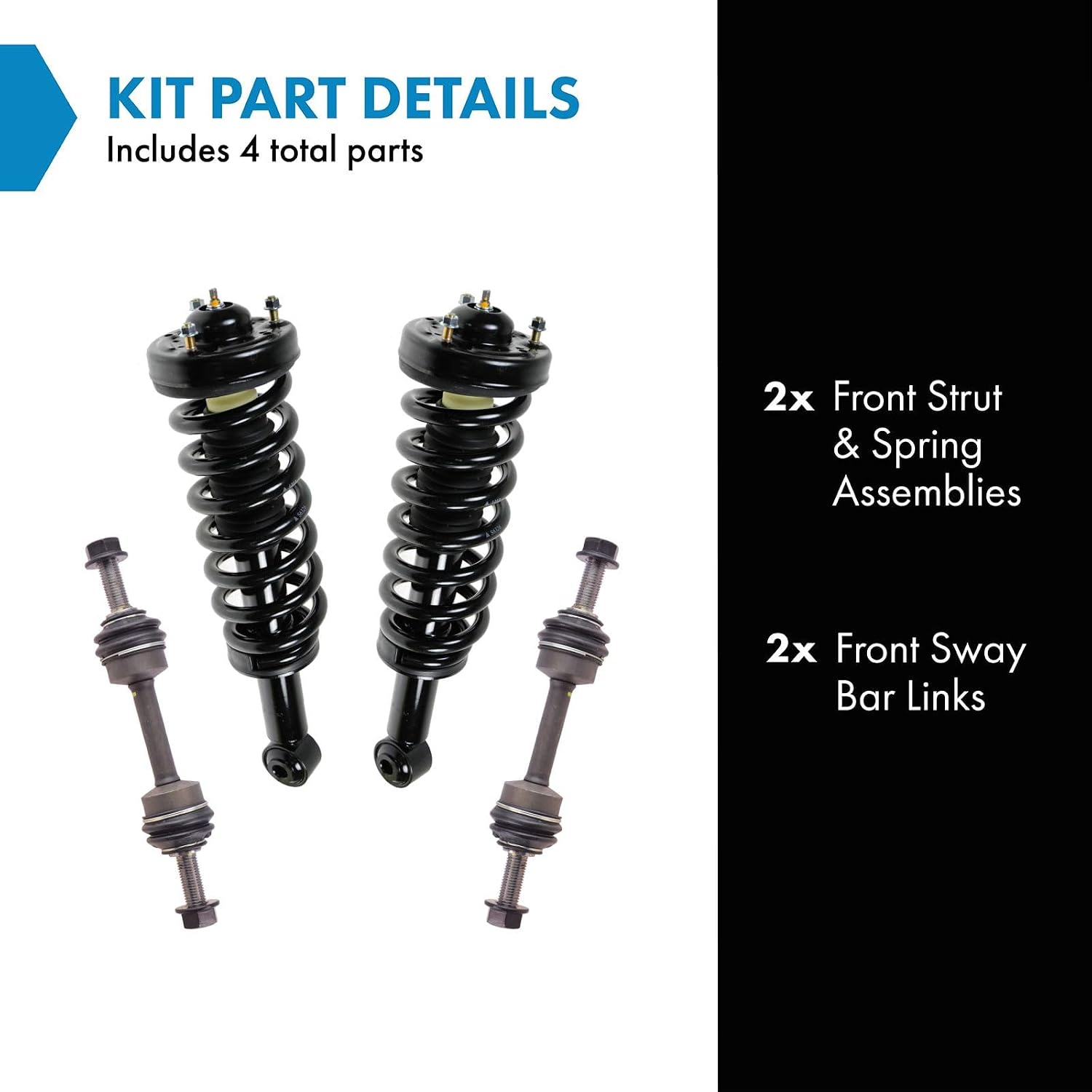 TRQ Front Suspension Kit Complete Strut & Coil Spring Assembly Sway Bar Stabilizer Link Compatible with 2007-2013 Ford Expedition Lincoln Navigator