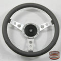 15' Polished Classic Dark Gray Wrapped Steering Wheel 9 bolt with Horn Button