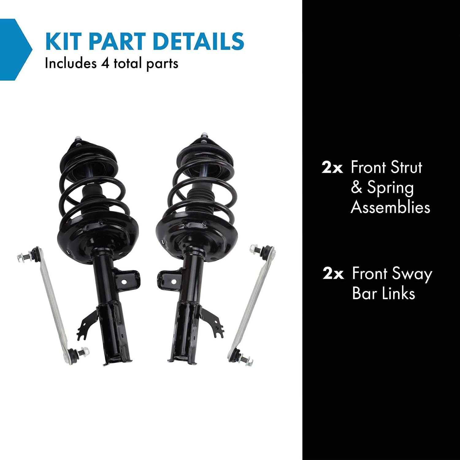 TRQ Front Suspension Kit Complete Strut & Coil Spring Assembly Sway Bar Stabilizer Link Compatible with 2019-2022 Toyota Avalon XLE 2018-2024 Camry SE XSE
