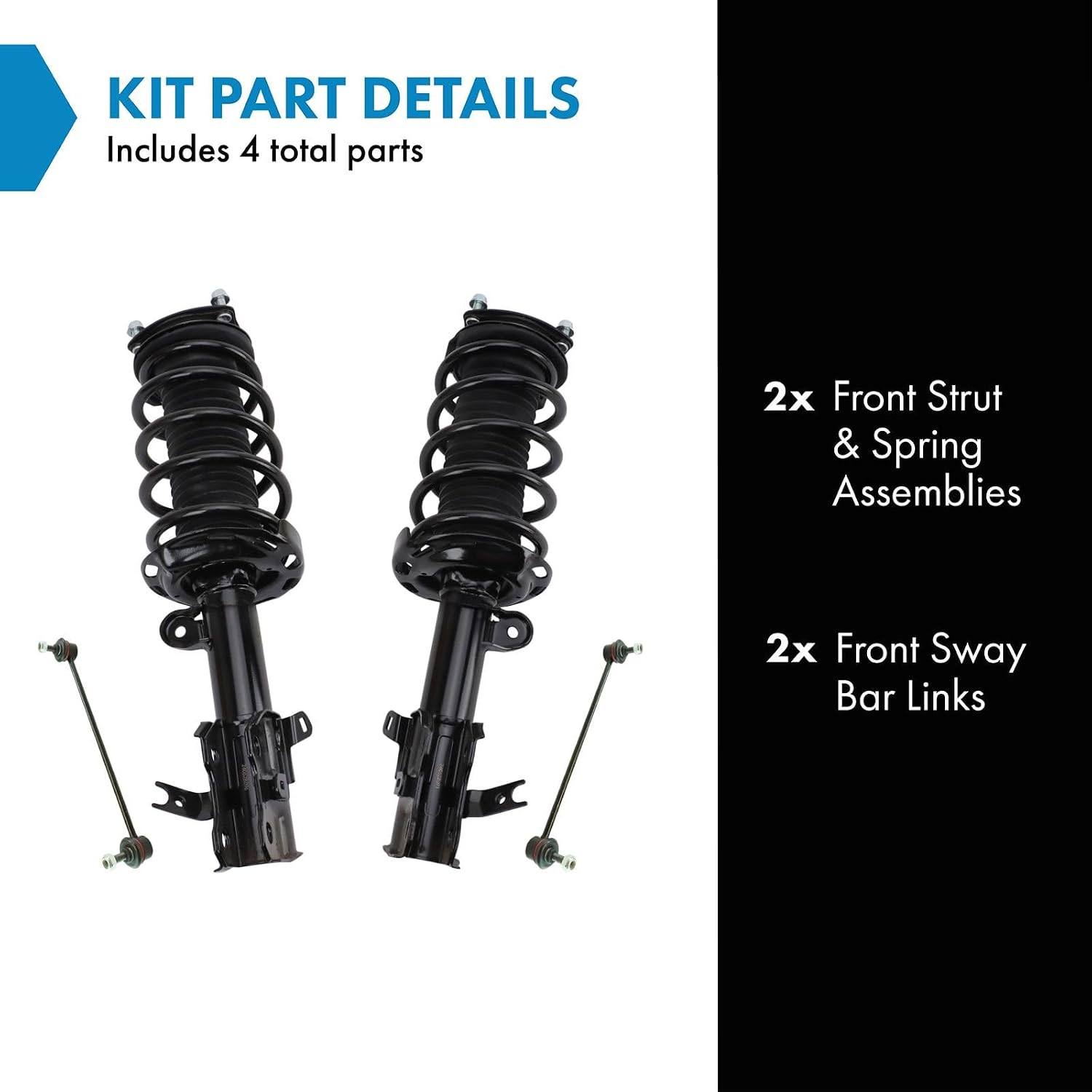 TRQ Front Suspension Kit Complete Strut & Coil Spring Assembly Sway Bar Stabilizer Link Compatible with 2016-2021 Acura ILX