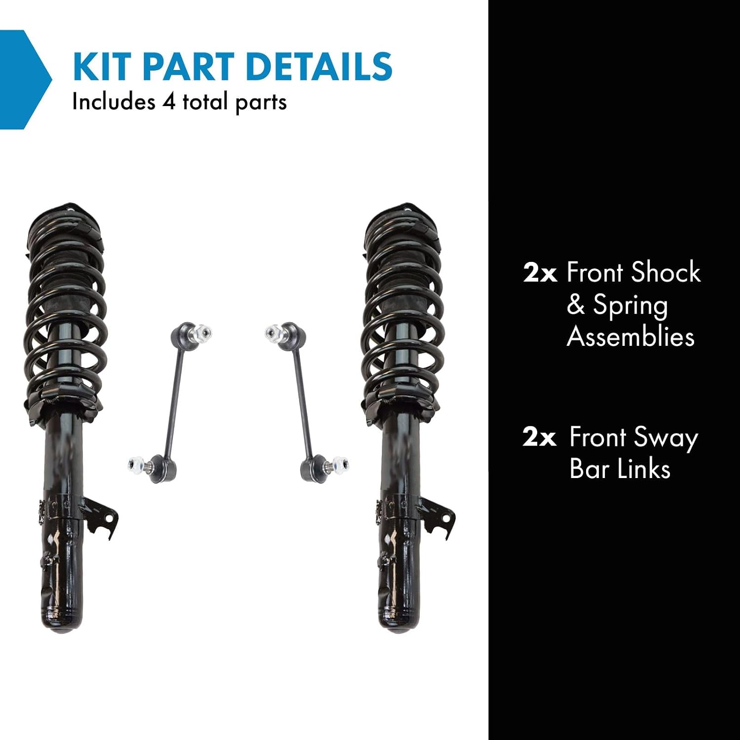 TRQ Front Suspension Kit Shock & Spring Strut Assembly Sway Bar Stabilizer Link Compatible with 2006-2009 Ford Fusion Mercury Milan