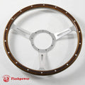 16'' Classic 9 bolts wood grain steering wheel Restoration Jaguar E-type XKE MK2 Derrington 18 Rivets with Horn Button