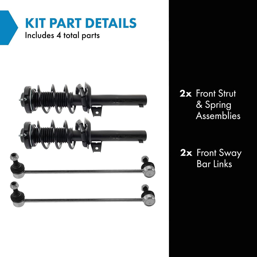 TRQ Front Suspension Kit Complete Strut & Coil Spring Assembly Sway Bar Stabilizer Link Compatible with 2012-2018 Volkswagen Passat
