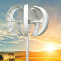 400W 600W 800W 1000W 1200W Vertical Axis Wind Turbine Generator, 5 Blades Wind Turbine Kit 2 m/s Wind Speed Starting Wind Power Generator for Home, Camping - White,12V-400W