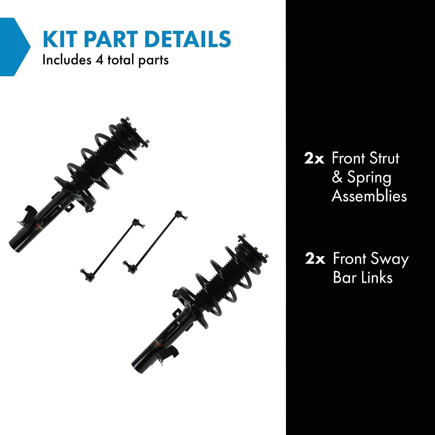 TRQ Front Suspension Kit Complete Strut & Coil Spring Assembly Sway Bar Stabilizer Link Compatible with 2004-2009 Mazda 3 2006-2010 5