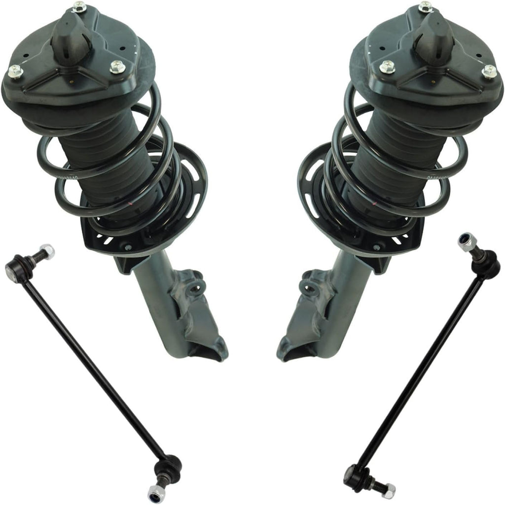 TRQ Front Suspension Kit Complete Strut & Coil Spring Assembly Sway Bar Stabilizer Link Compatible with 2012-2013 Mercedes-Benz C250 2008-2011 C300 2008-2014 C350
