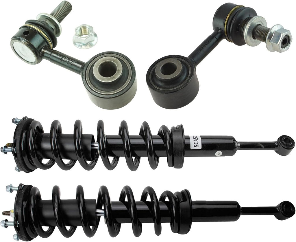 TRQ Front Suspension Kit Shock & Spring Strut Assembly Sway Bar Stabilizer Link Compatible with 2008-2022 Toyota Sequoia