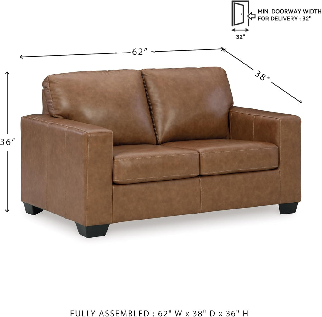 Signature Design by Ashley Bolsena Contemporary Leather Match Loveseat, Dark Brown