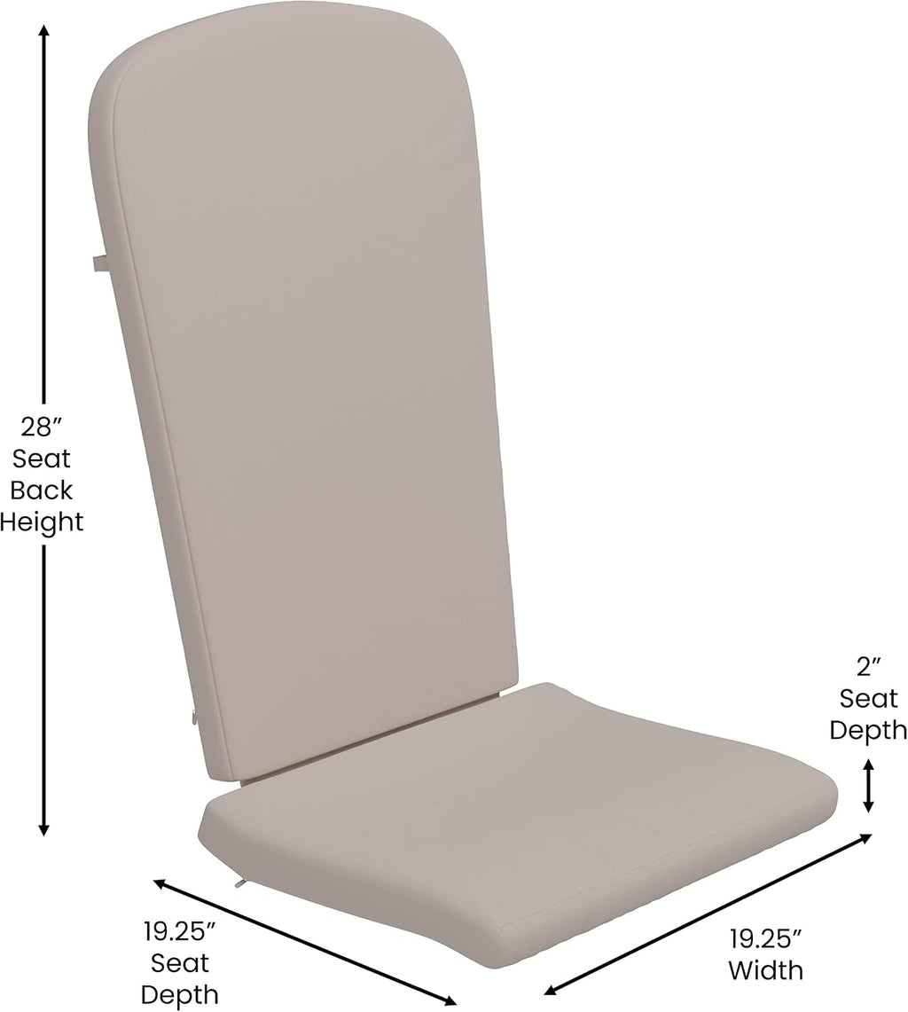 Flash Furniture Charlestown Set of 2 Adirondack Chair Cushions - Cream Fabric Cushions - 2' Thick Padding - Indoor/Outdoor - Patio Chair Replacement Cushions