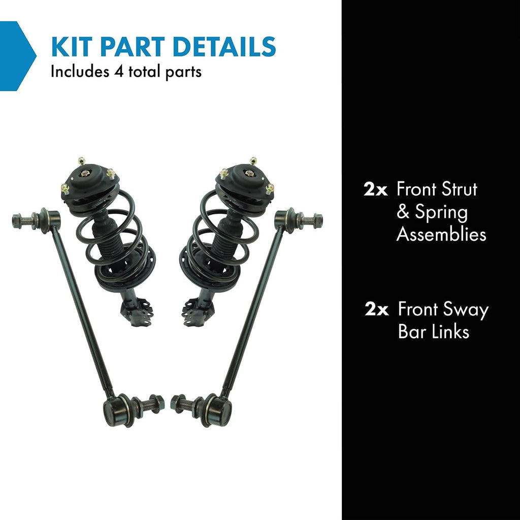 TRQ Front Suspension Kit Complete Strut & Coil Spring Assembly Sway Bar Stabilizer Link Compatible with 2011-2014 Toyota Sienna