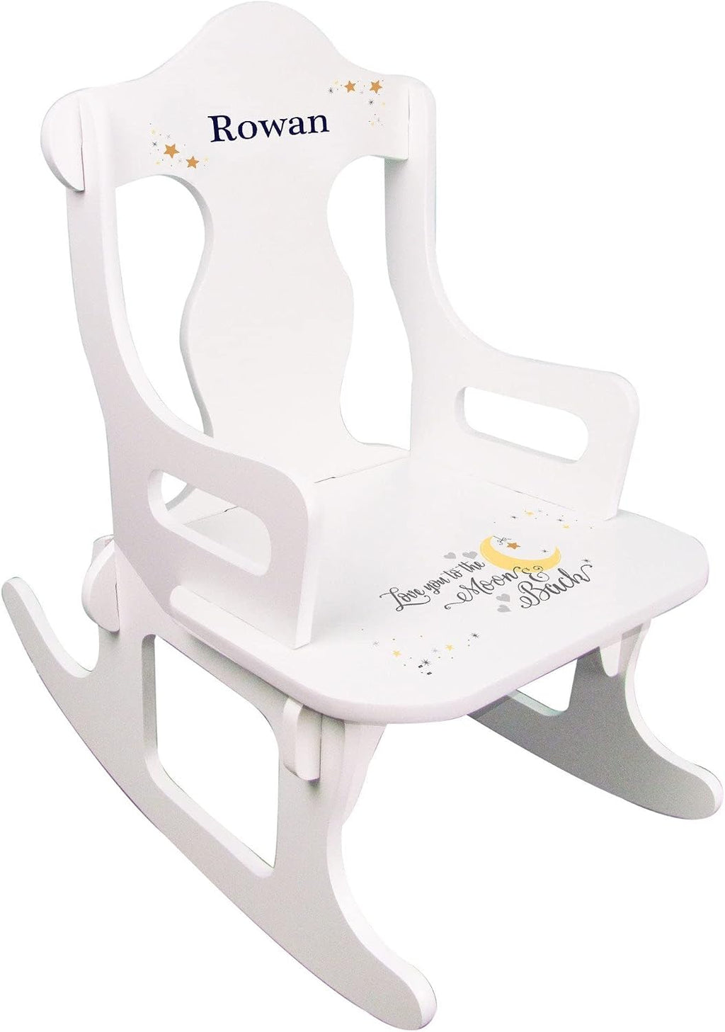 My Bambino Personalized Wooden Rocking Chair for Kids | Child's Moon and Back Puzzle Rocking Chair | Custom Name Toddler Chair | Baby Shower & Birthday Gift