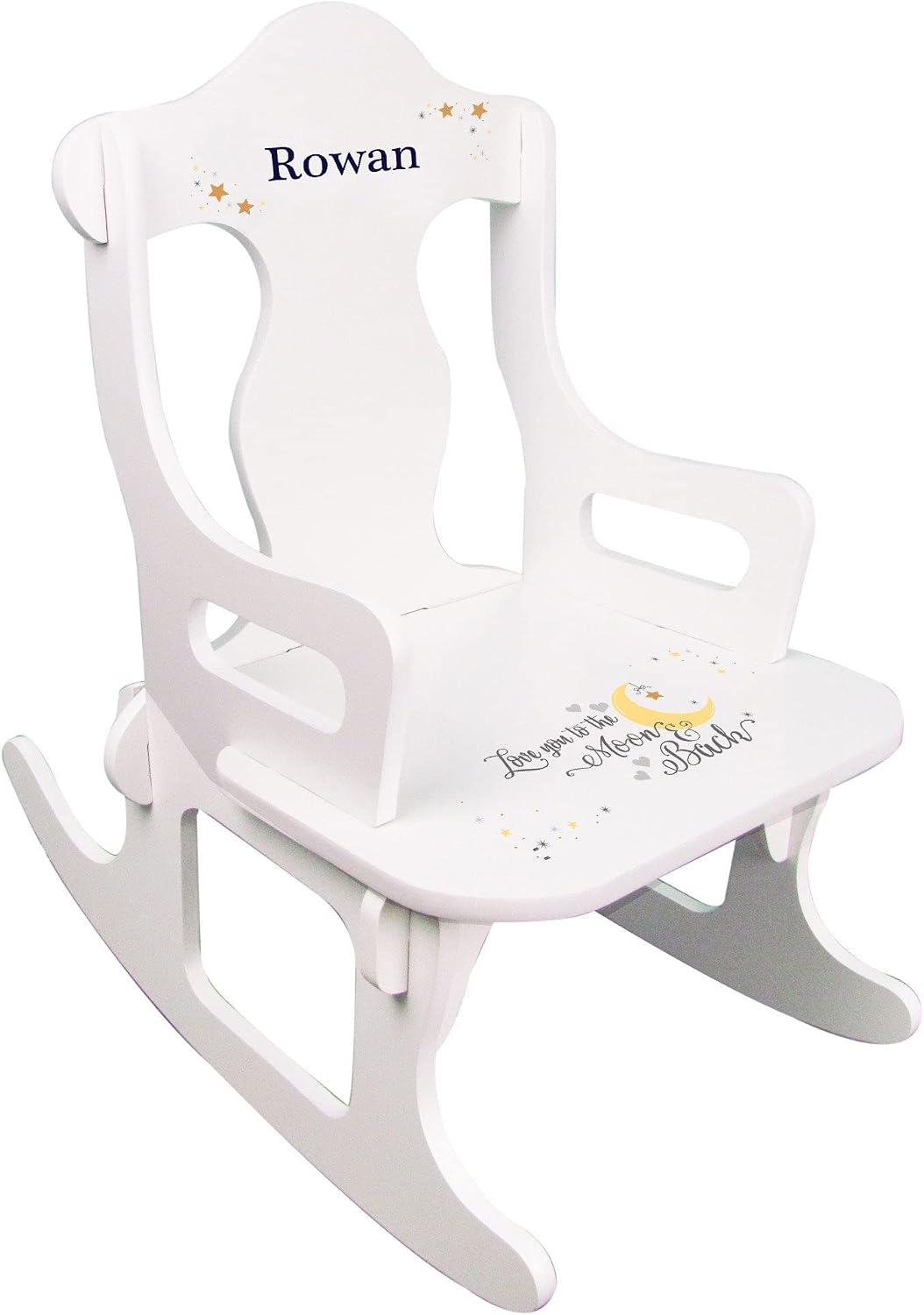 My Bambino Personalized Wooden Rocking Chair for Kids | Child's Moon and Back Puzzle Rocking Chair | Custom Name Toddler Chair | Baby Shower & Birthday Gift