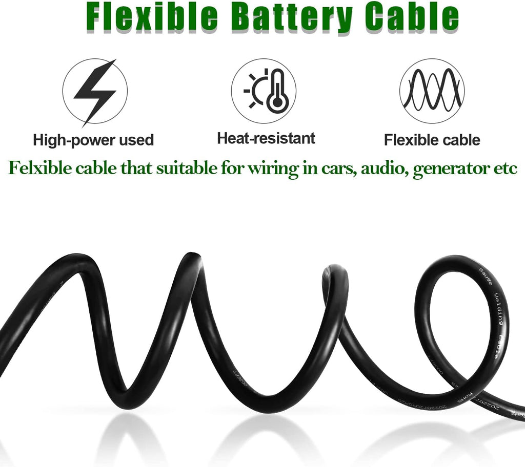 4/0 Gauge Battery Cable Copper Wire, 15FT Red+15FT Black 4/0 AWG Welding Cable Standard USA OFC Wire for Automotive, Battery, Solar, Marine and Generator