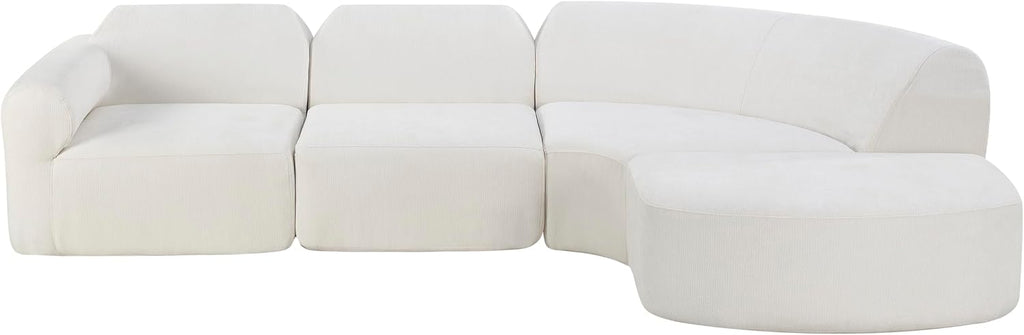 Merax Modern Curved Sectional Sofa with Ottoman, Couch 4-Piece Set High-Density Compressed Sponge, Fully Assembled, Right Hand Facing, Plush Deep Seat for Living Room, Lounge, Apartment, Beige