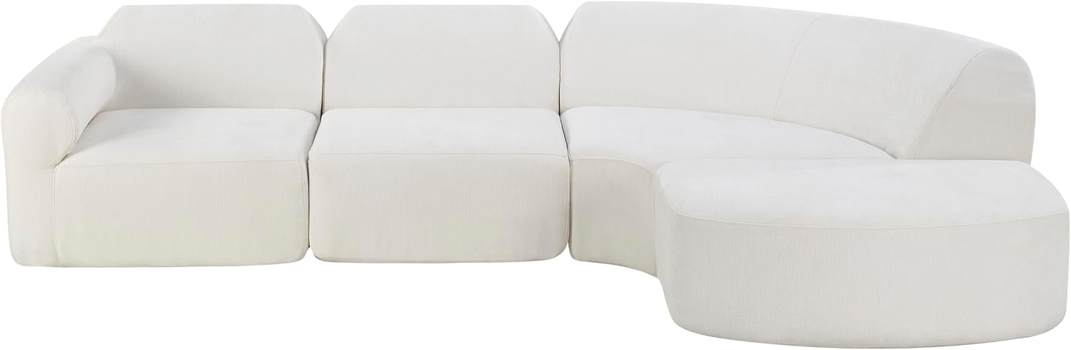 Merax Modern Curved Sectional Sofa with Ottoman, Couch 4-Piece Set High-Density Compressed Sponge, Fully Assembled, Right Hand Facing, Plush Deep Seat for Living Room, Lounge, Apartment, Beige