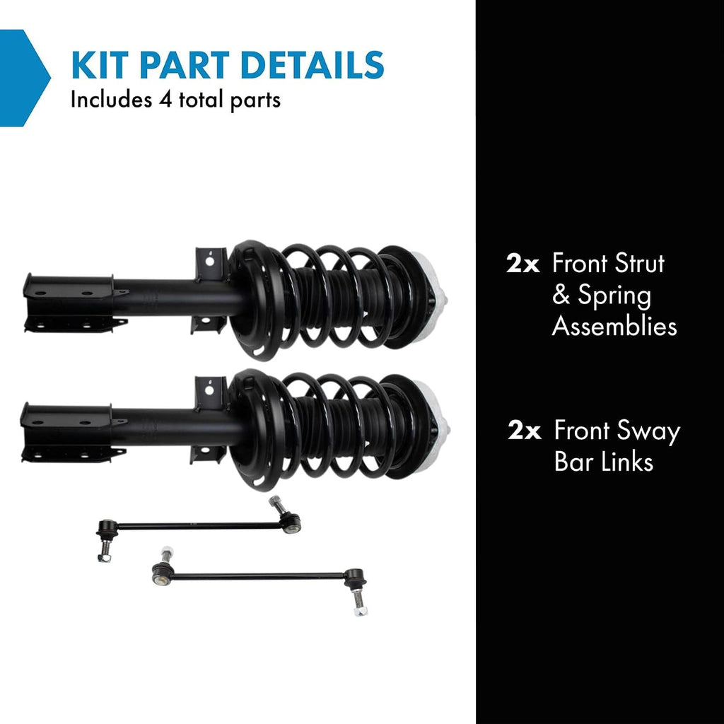 TRQ Front Suspension Kit Complete Strut & Coil Spring Assembly Sway Bar Stabilizer Link Compatible with 2013-2015 Mercedes-Benz GLK250 2010-2015 GLK350