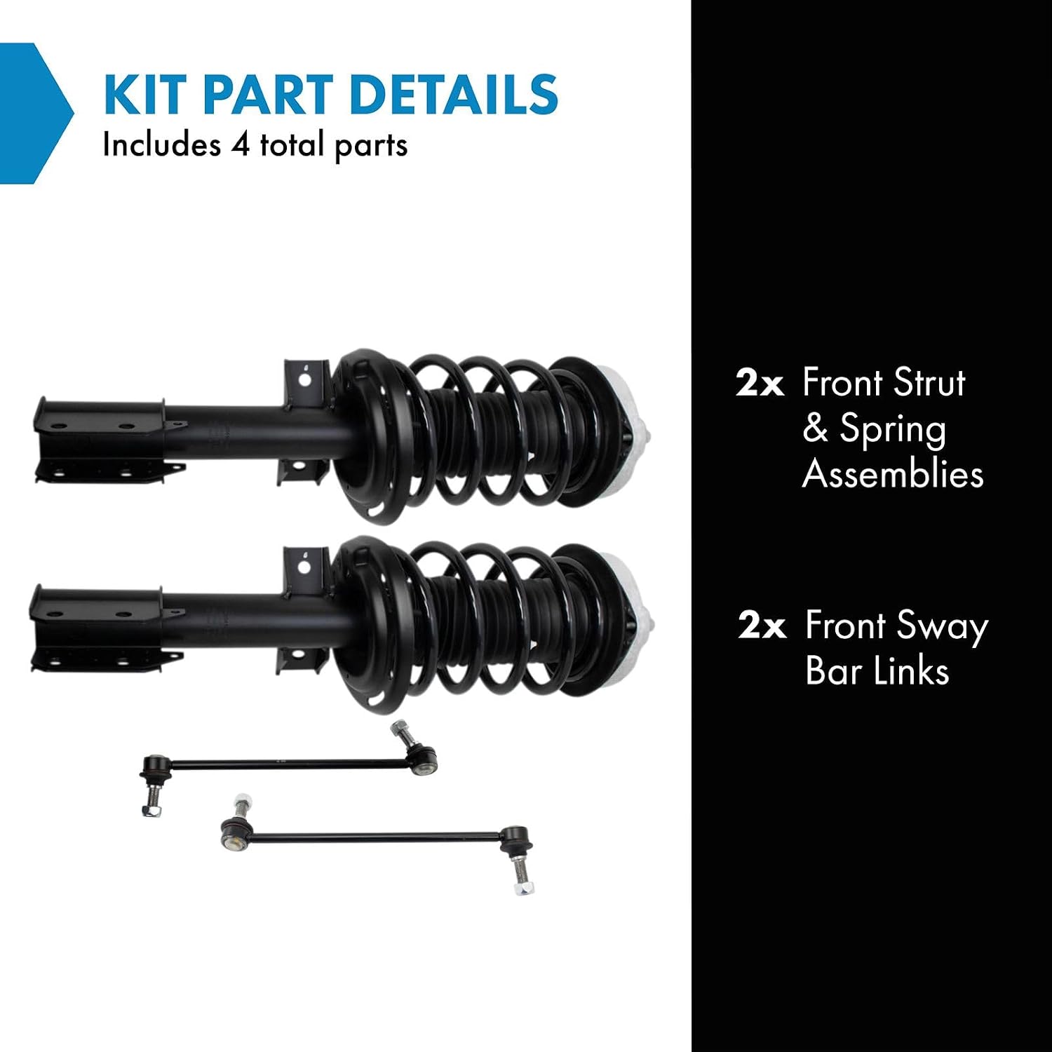TRQ Front Suspension Kit Complete Strut & Coil Spring Assembly Sway Bar Stabilizer Link Compatible with 2013-2015 Mercedes-Benz GLK250 2010-2015 GLK350
