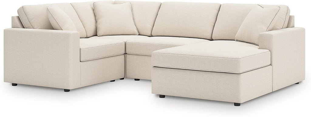 Signature Design by Ashley Casual Modmax Stain Resistant U-Shape Right-Arm Facing 4-Piece Sectional with Chaise and Reversible Cushion, Beige