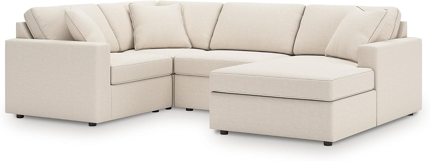 Signature Design by Ashley Casual Modmax Stain Resistant U-Shape Right-Arm Facing 4-Piece Sectional with Chaise and Reversible Cushion, Beige
