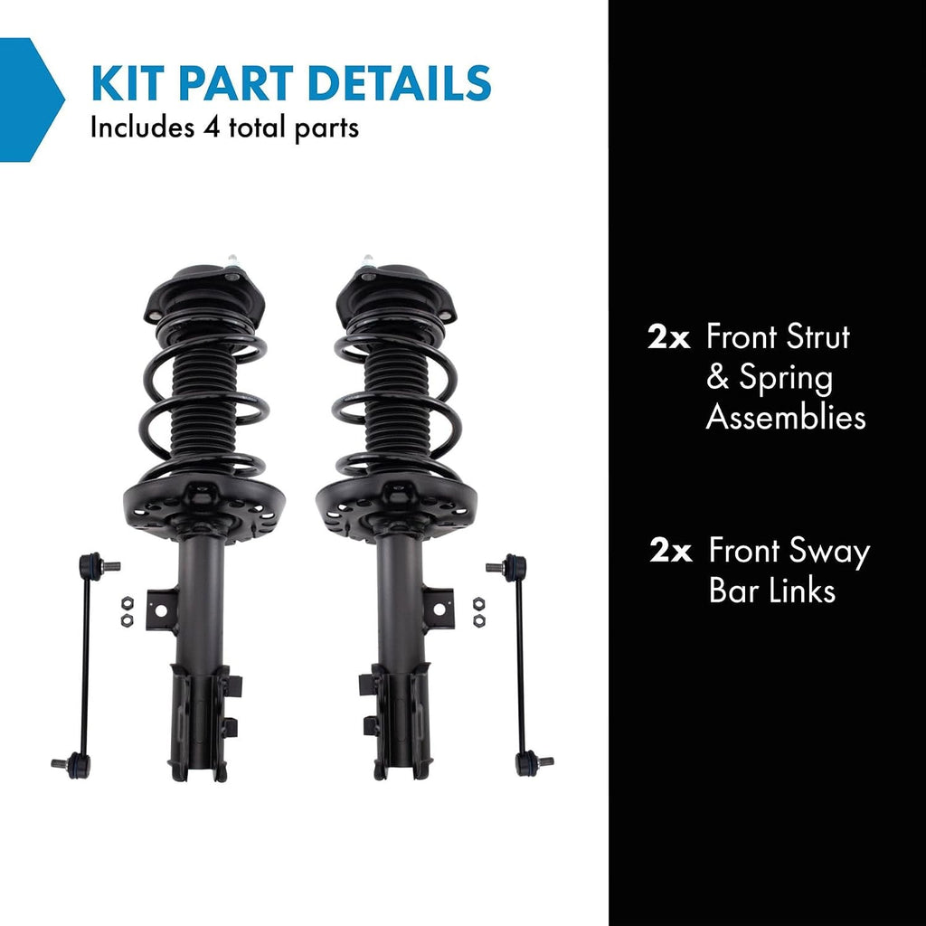 TRQ Front Suspension Kit Complete Strut & Coil Spring Assembly Sway Bar Stabilizer Link Compatible with 2013-2017 Hyundai Veloster