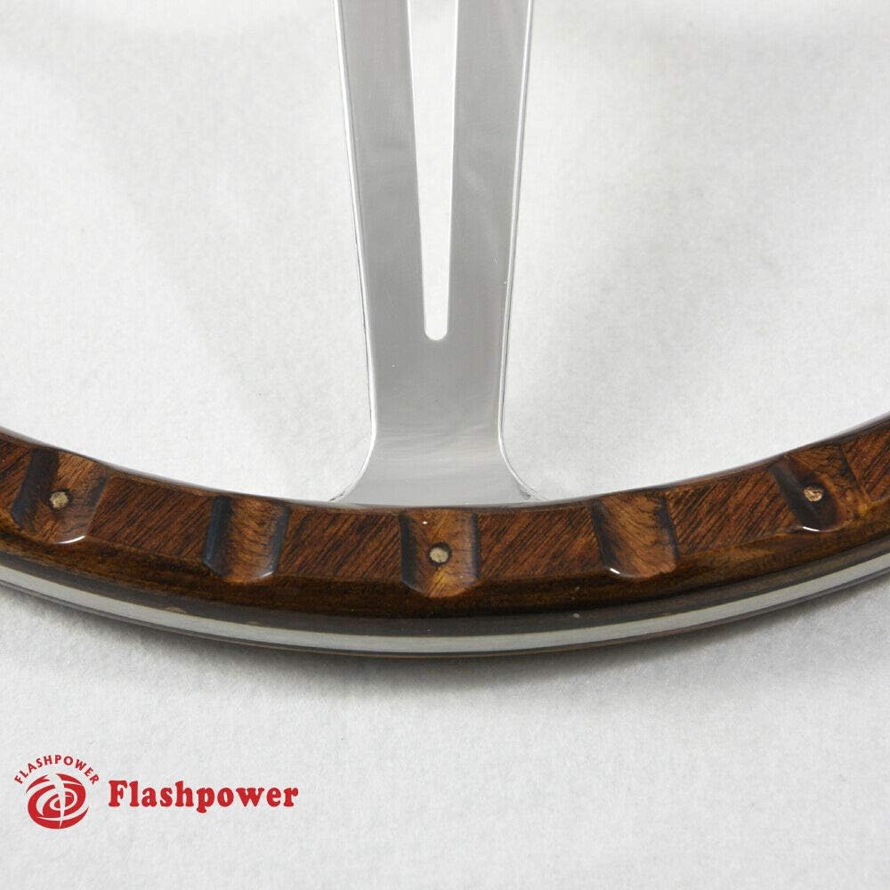 16'' Classic 9 bolts wood grain steering wheel Restoration Jaguar E-type XKE MK2 Derrington 18 Rivets with Horn Button