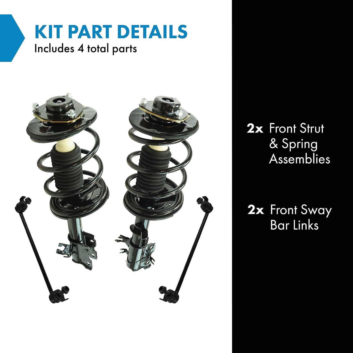 TRQ Front Suspension Kit Complete Strut & Coil Spring Assembly Sway Bar Stabilizer Link Compatible with 2003-2008 INFINITI FX35 FX45
