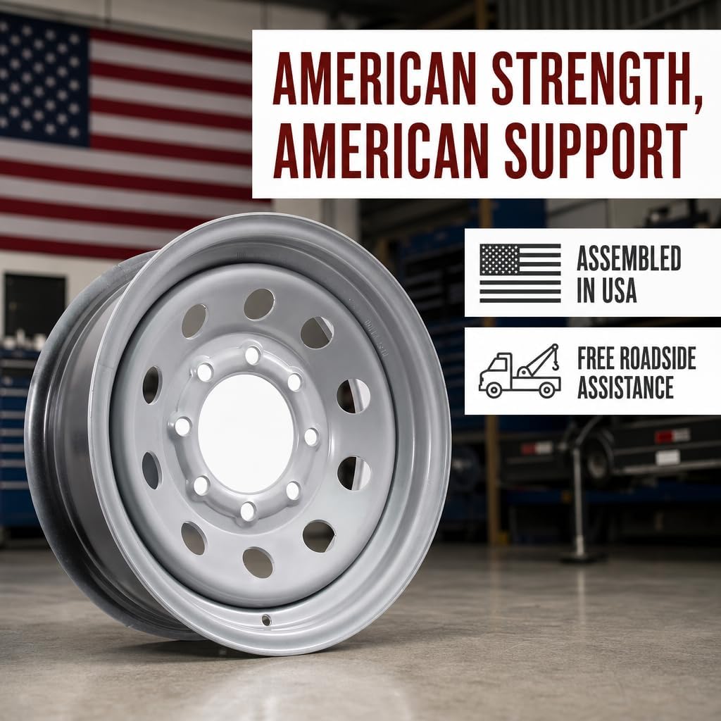 eCustomrim 2-Pack Trailer Wheel 16X6 16 Inch 8 Lug Silver Modular Rim | 16 X 6 Silver Grey Rim, 8 Lug on 6.5 Inch Bolt Pattern, 4.90 Inch Center Bore, 3750 Lbs Max Load, Trailer Tire Use Only