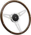 16'' Classic Laminated Wood Steering Wheel With Horn Button
