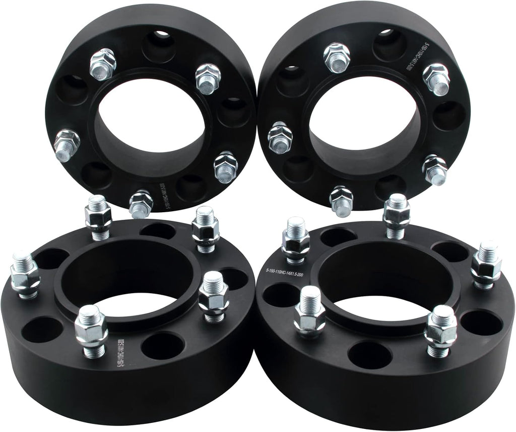 4pc Forged 5x150 Hubcentric Wheel Spacers 2 Inch with 14x1.5 Stud 110mm Hub | Compatible with Toyota 5 Lug for 2007-2021 Tundra, 1998-2021 Land Cruiser, 2008-2022 Sequoia, 2008-2021 LX 570