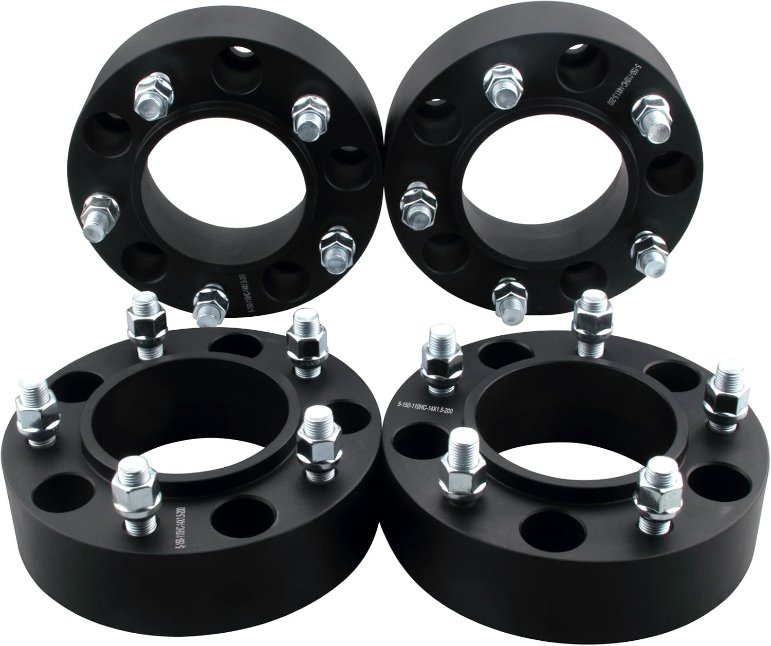 4pc Forged 5x150 Hubcentric Wheel Spacers 2 Inch with 14x1.5 Stud 110mm Hub | Compatible with Toyota 5 Lug for 2007-2021 Tundra, 1998-2021 Land Cruiser, 2008-2022 Sequoia, 2008-2021 LX 570
