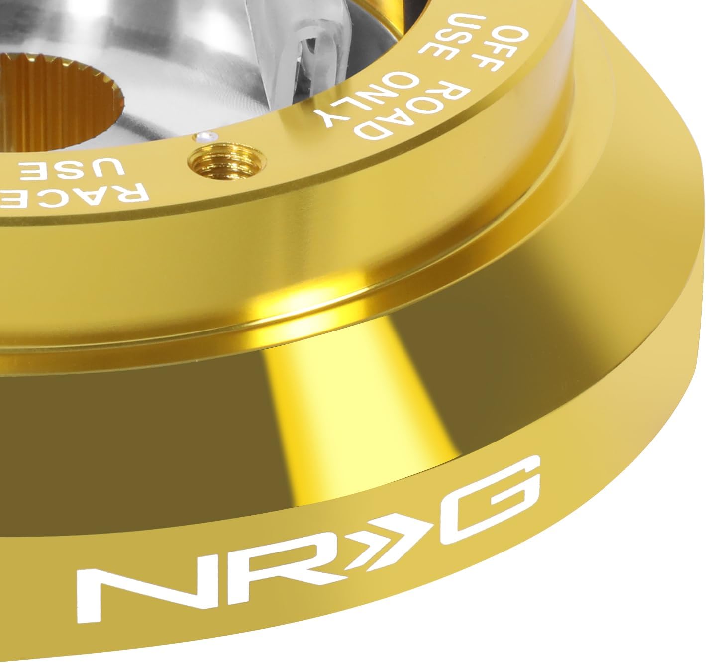 NRG Innovations Racing Style Steering Wheel Short Hub, Lockable Aluminum Steering Shaft, 6x70mm Bolt Pattern Quick Release Adapter Unit, For Mitsubishi/Subaru, Chrome Gold, NRG-SRK-100H-CG
