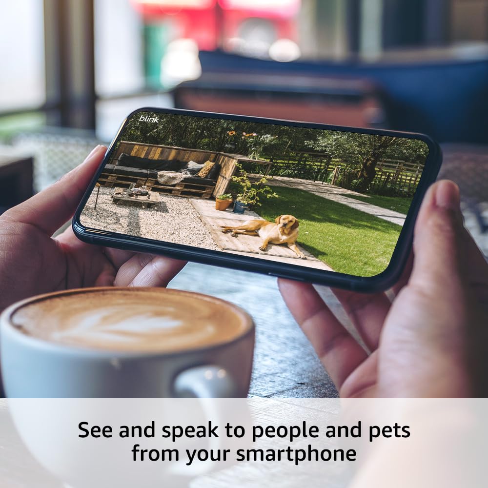 Blink Outdoor 4 (4th Gen) + Blink Mini – Smart security camera, two-way talk, HD live view, motion detection, set up in minutes, Works with Alexa – 4 camera system + Mini (White)