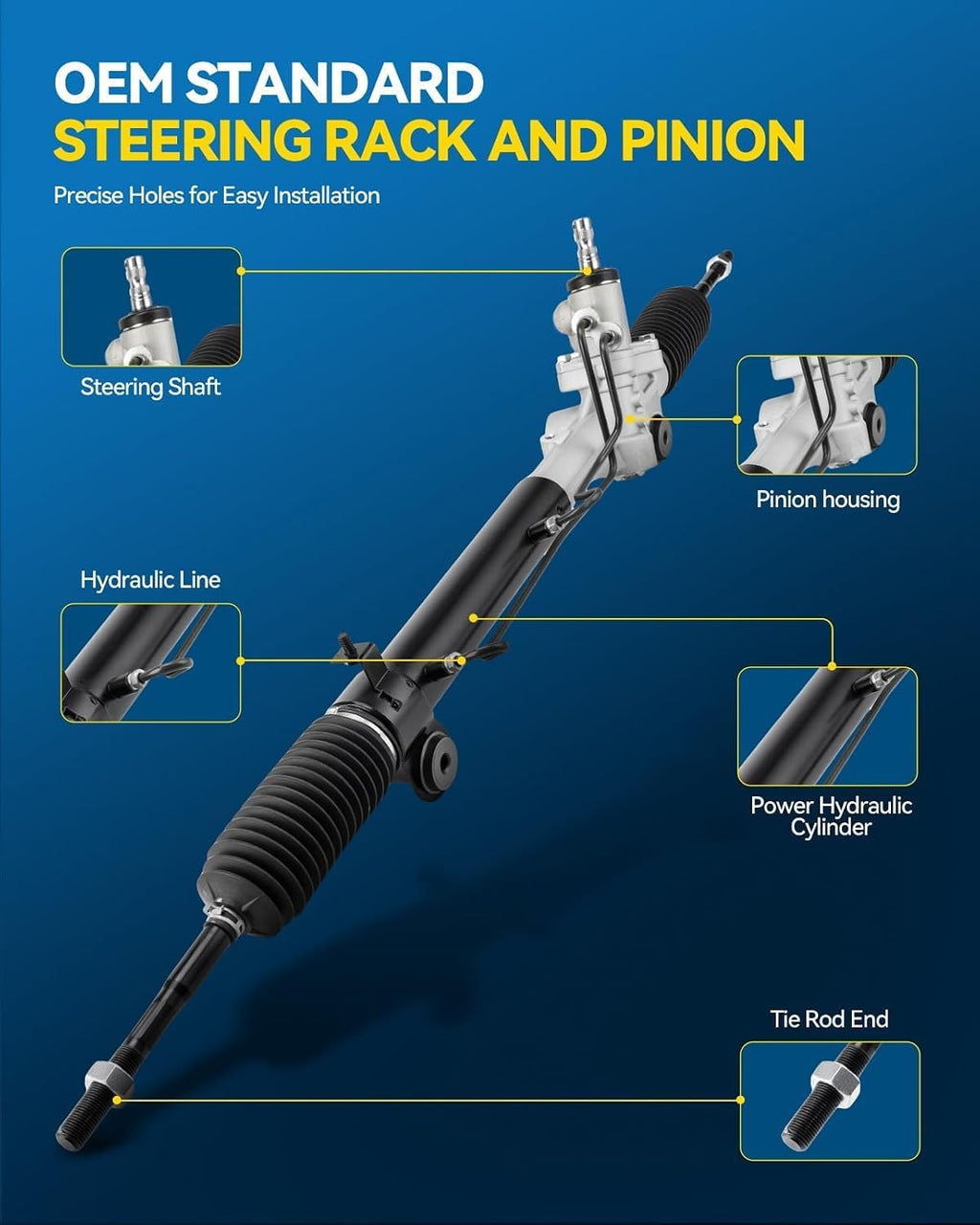 PHILTOP Hydraulic Power Steering Rack & Pinion Kit for 2004-2010 Sienna, with Outer Tie Rod Ends, Replace# 26-2619
