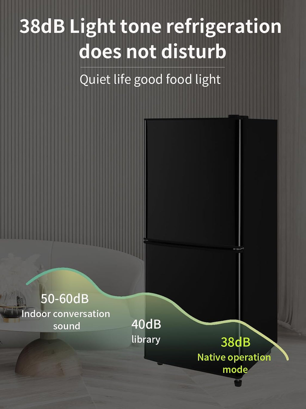 KRIB BLING Refrigerator with Freezer on Bottom 4.0 Cu.Ft Fridge Lock Fresh 7 Level Adjustable Thermostat ct for Dorm, Bar, Office,Kitchen,Black