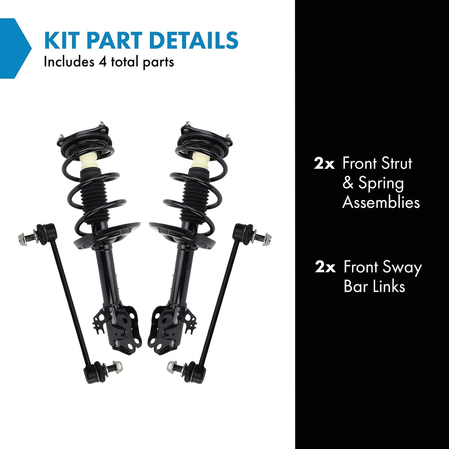 TRQ Front Suspension Kit Complete Strut & Coil Spring Assembly Sway Bar Stabilizer Link Compatible with 2020-2022 Toyota Highlander
