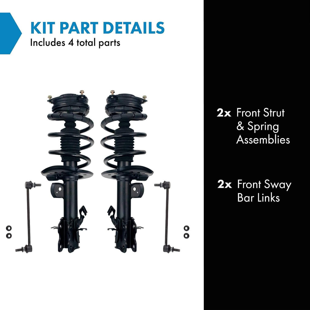 TRQ Front Suspension Kit Complete Strut & Coil Spring Assembly Sway Bar Stabilizer Link Compatible with 2015-2018 Chevrolet City Express 2013-2019 Nissan NV200