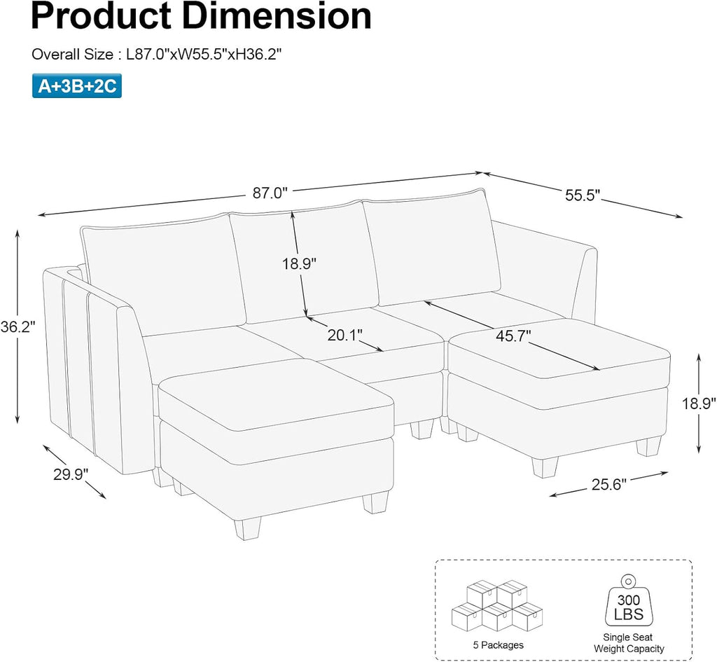 Belffin Modular Sectional Sofa with Double Chaise Velvet U Shaped Sofa Reversible Sectional Couch with Storage Beige