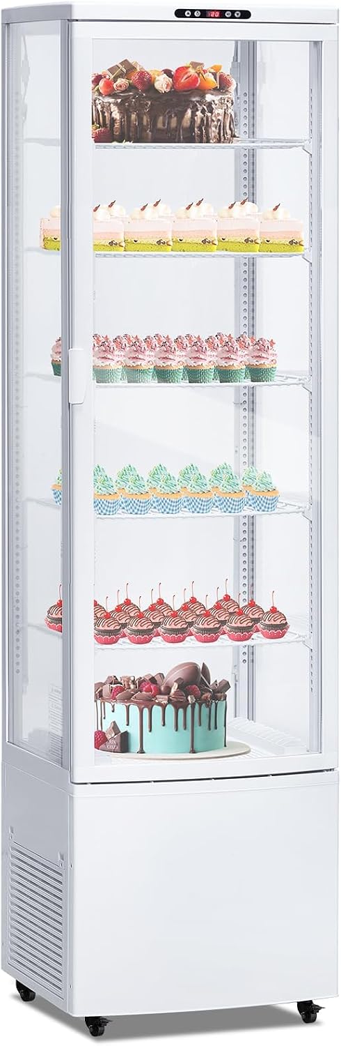 Commercial Display Refrigerator, 10.9 Cu.Ft Beverage Cooler with Glass Door, LED Lighting, 5 Shelves, Merchandiser Fridge for Restaurant, Bar, Cafe, Convenience Store