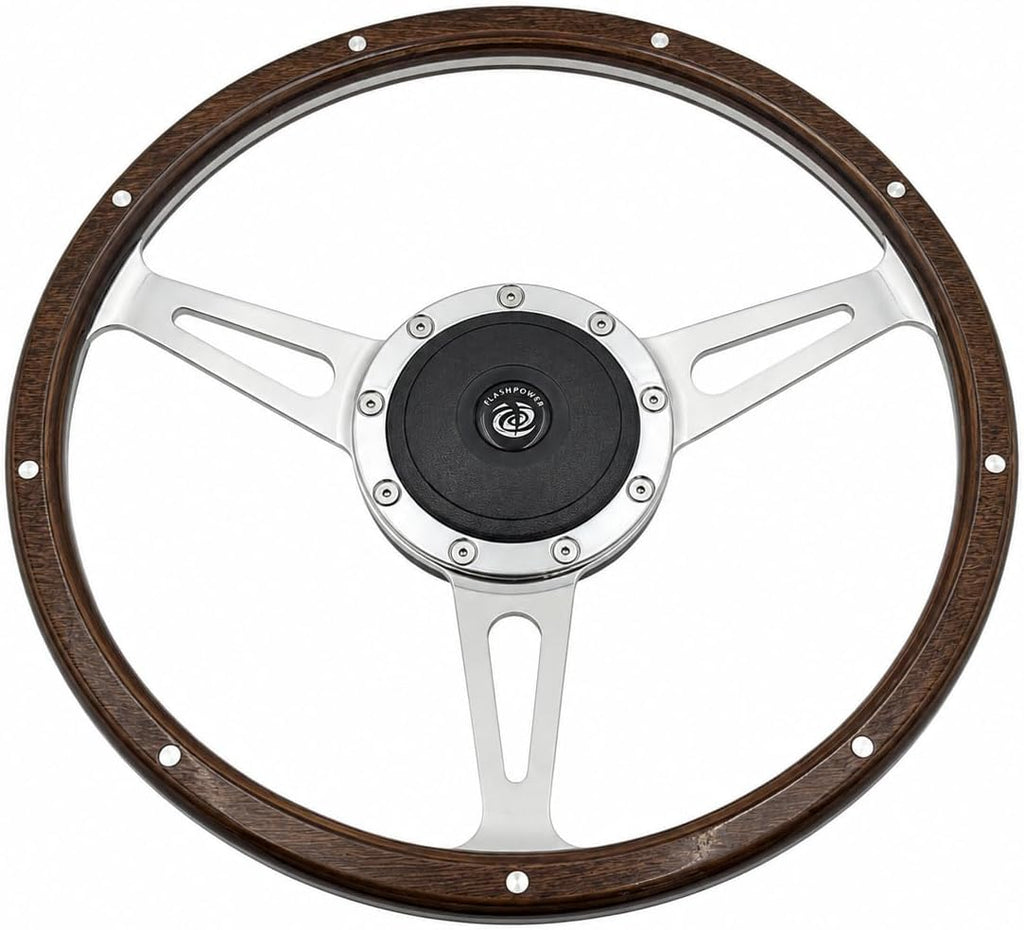 13'' Laminated Wood Steering Wheel with horn button