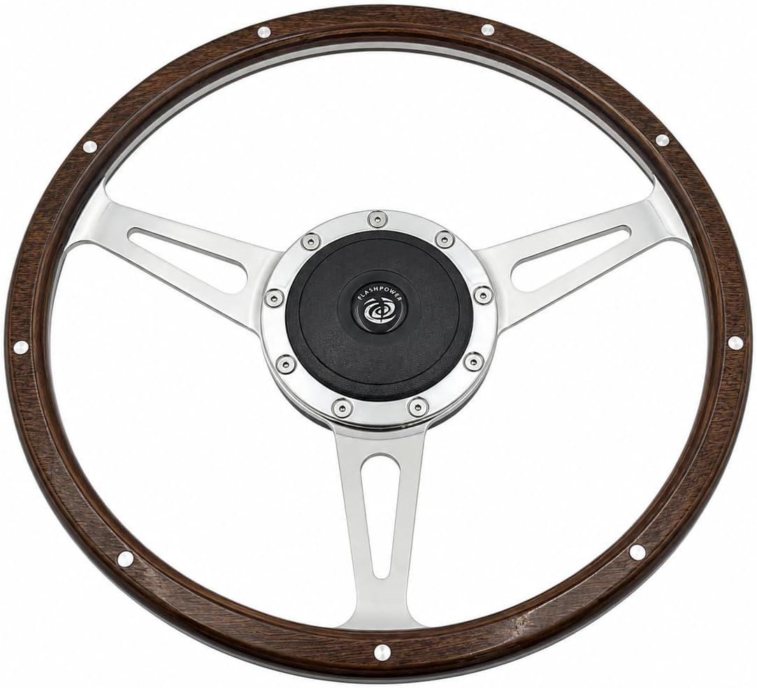 13'' Laminated Wood Steering Wheel with horn button