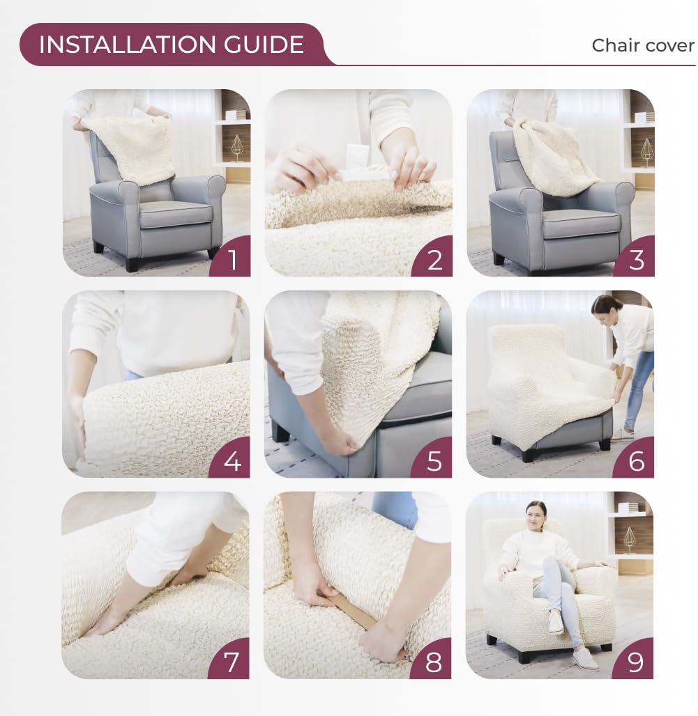 PAULATO BY GA.I.CO. Stretch Sofa Slipcover 1-Piece Elastic Couch Covers for 3-Seater & 4-Seater Sofa Loveseat Armchair Non-Slip Cover Machine Washable Protector – Crisp White (21'-39' Wide)