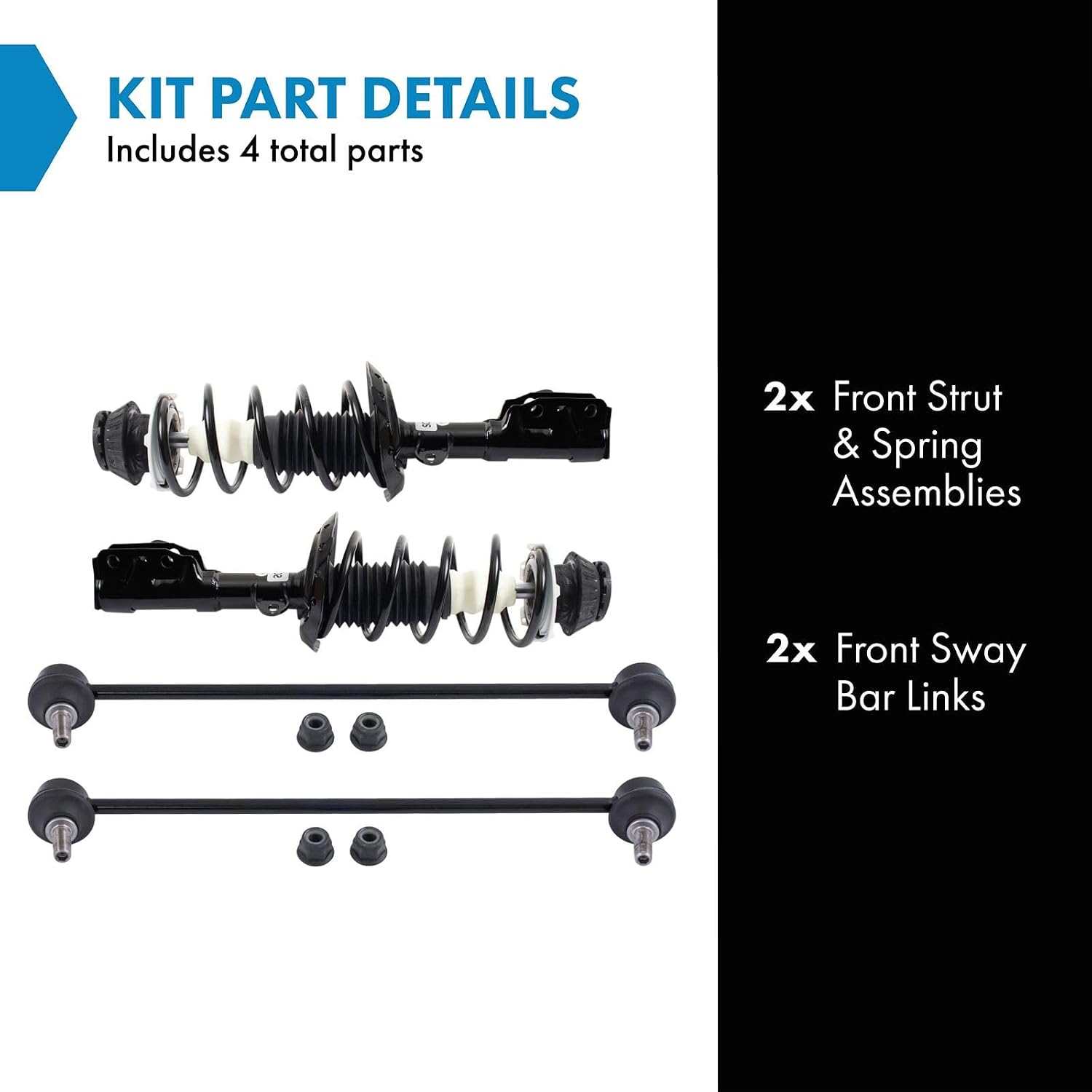 TRQ Front Suspension Kit Complete Strut & Coil Spring Assembly Sway Bar Stabilizer Link Compatible with 2011-2015 Honda CR-Z