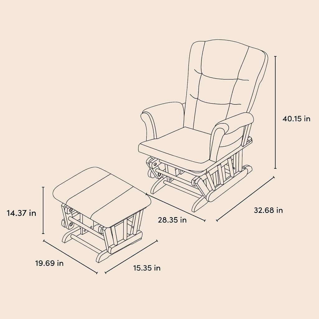 Storkcraft Tuscany Custom Glider and Ottoman with Free Lumbar Pillow (White/Slate Gray Swirl) - Cleanable Upholstered Comfort Rocking Nursery Chair with Ottoman
