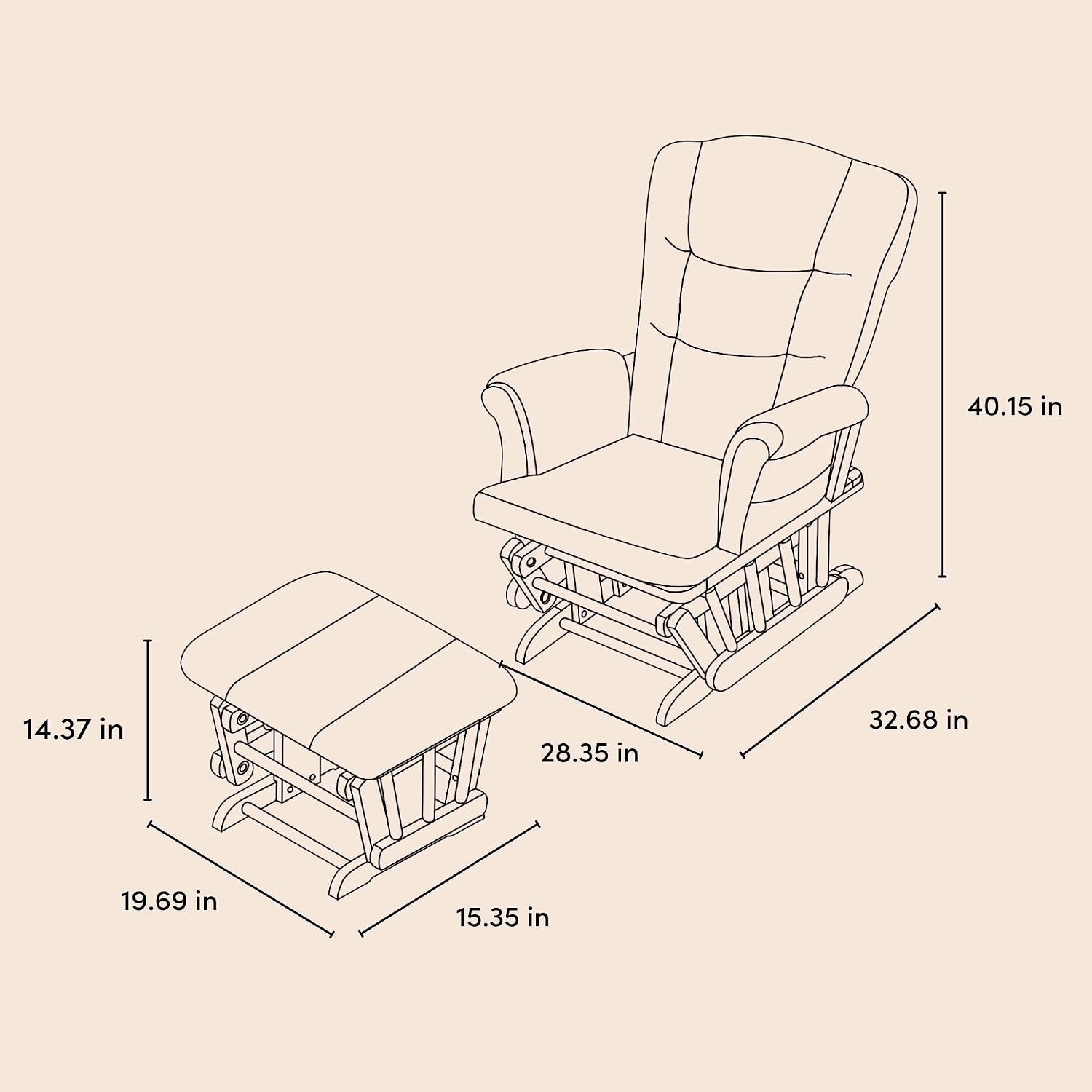 Storkcraft Tuscany Custom Glider and Ottoman with Free Lumbar Pillow (White/Slate Gray Swirl) - Cleanable Upholstered Comfort Rocking Nursery Chair with Ottoman